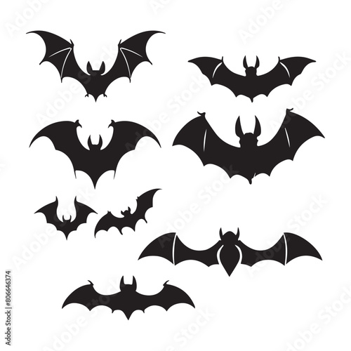 bat black silhouette design logo illustration 