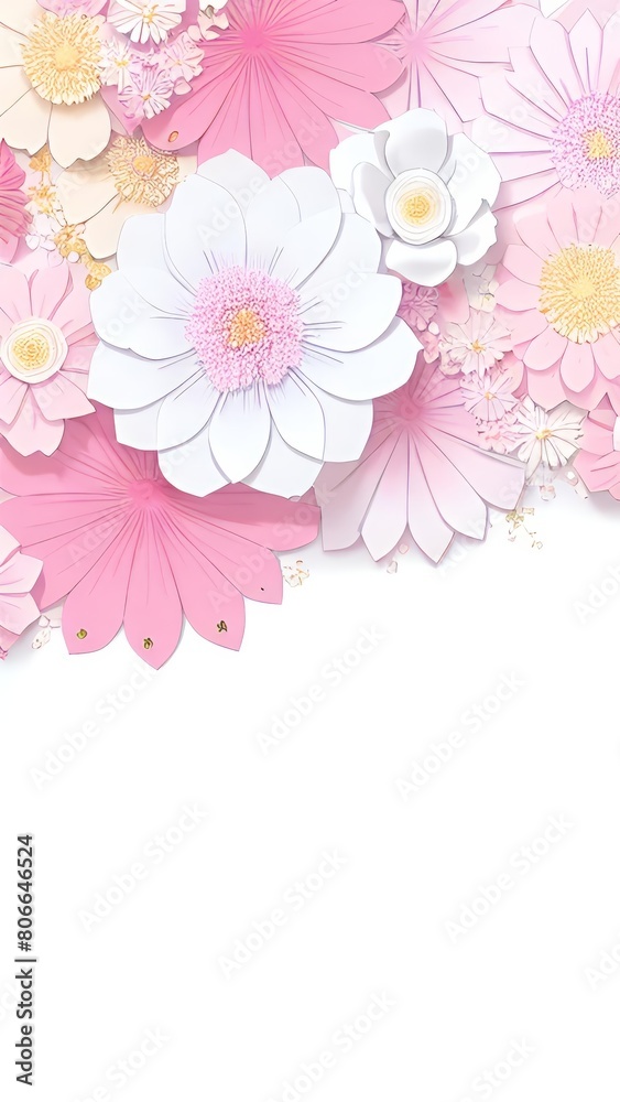 flower frame, background with pink flowers