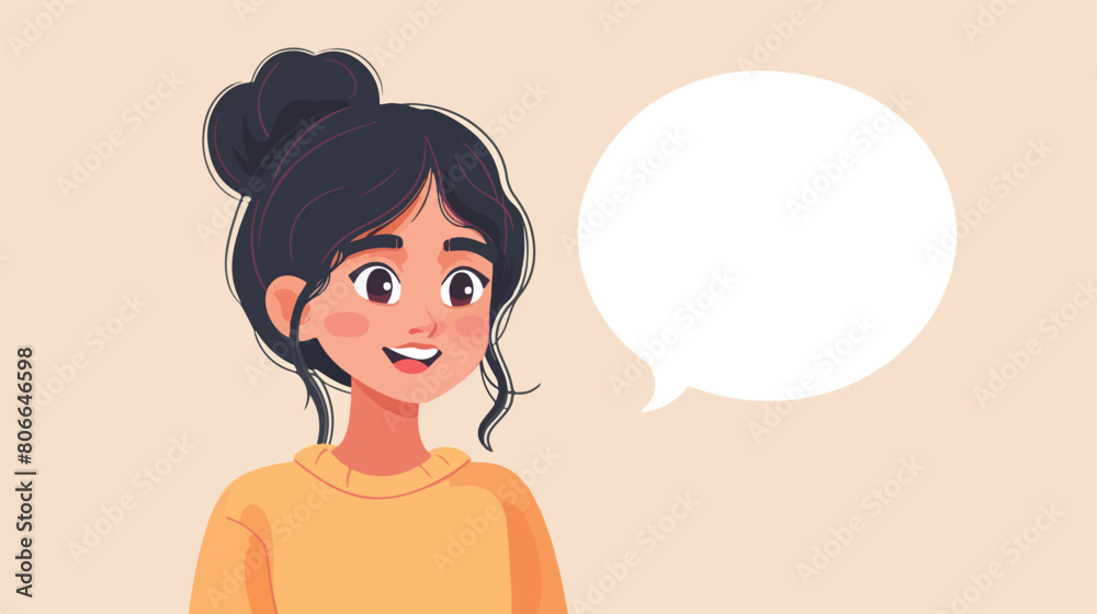 Student girl smiling with speech bubble Vector illustration