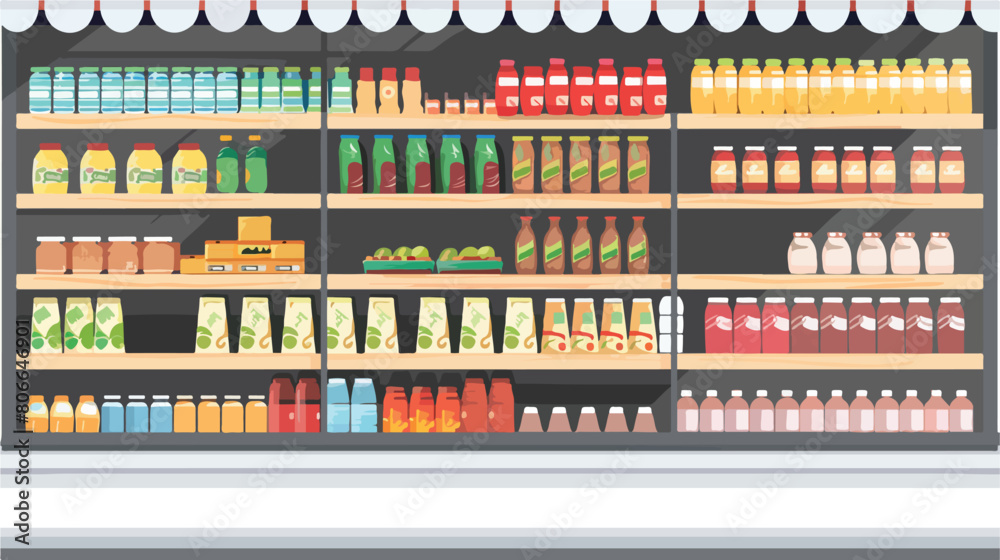Supermarket shelf with big storage of one level 