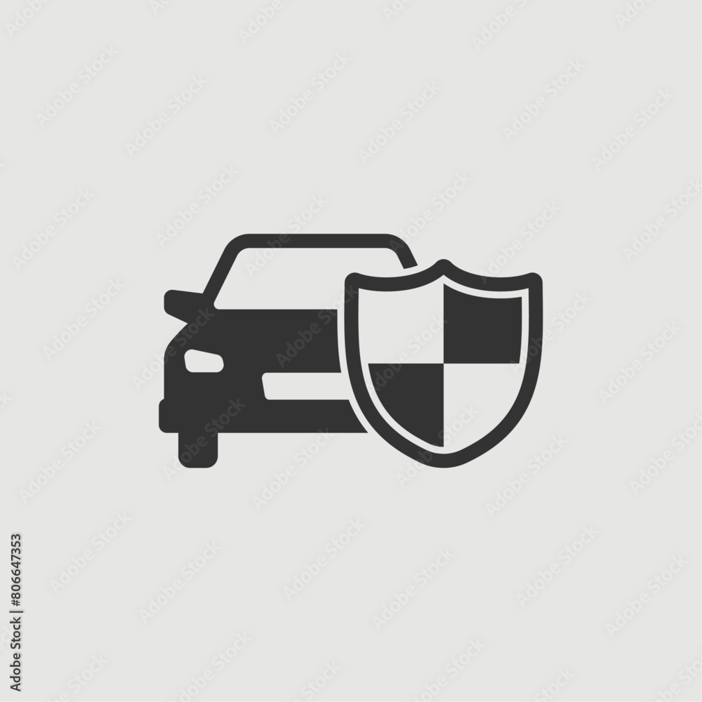 Obraz premium Vector Simple Isolated Car Protection Shield Icon