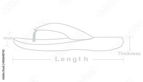 Flip flop  dimensions icon. vector illustration