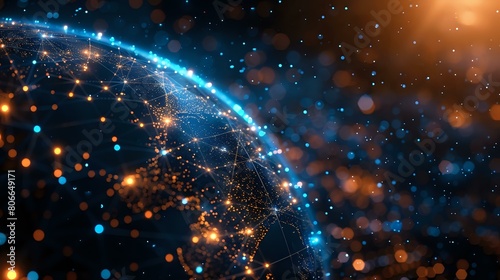 Digital Data Flow: Futuristic Globe with Illuminated Connections