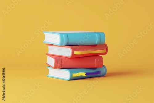 3d illustration of stack of books knowledge concept