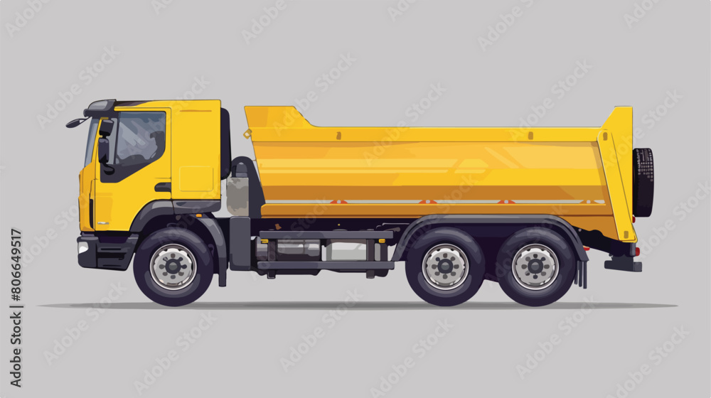 Transport truck with yellow wagon and wheels Vector illustration