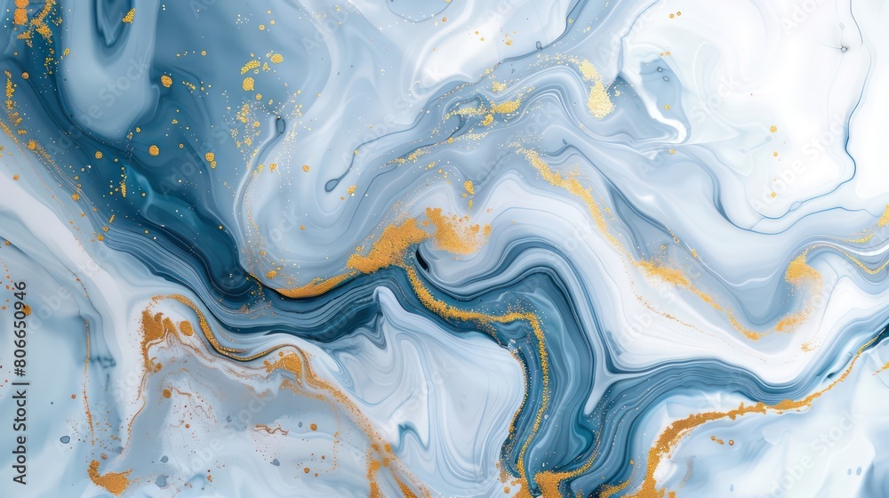 A beautiful abstract painting with blue, white and gold swirls, an elegant background. A beautiful abstract painting with blue, white and gold swirls, an elegant background.