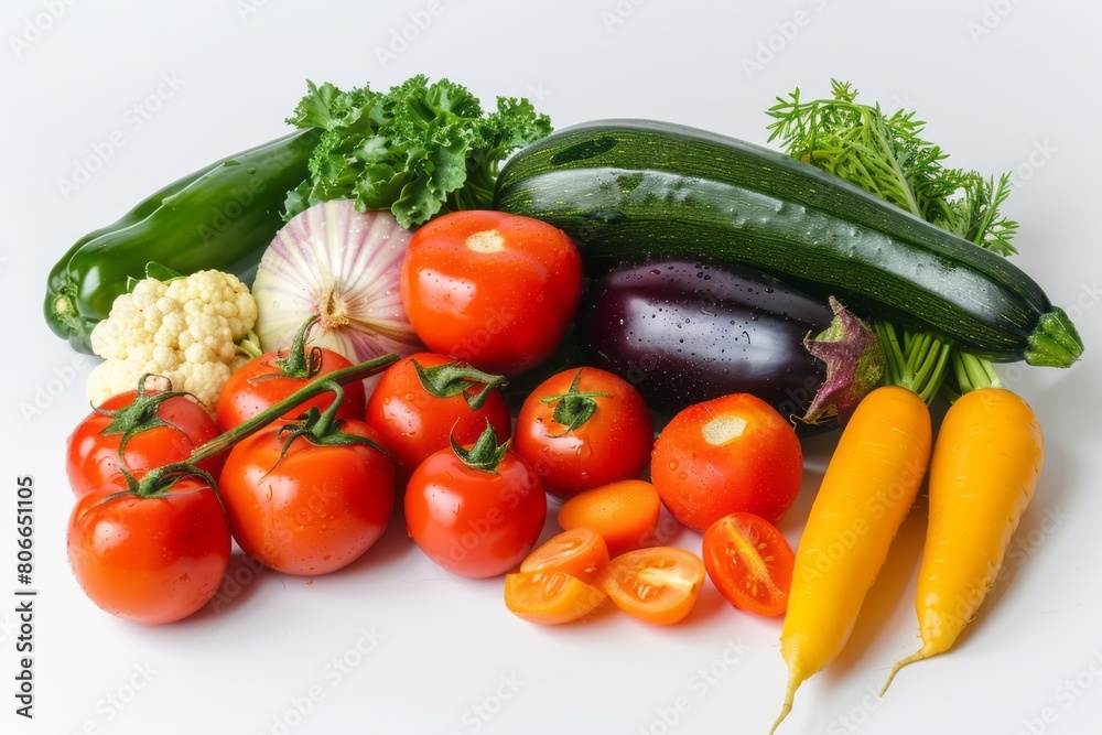 Healthy food concept. Top view of vegetables and greenery on a white background. Colorful food background. Healthy food concept. Top view of vegetables and greenery on a white background. Colorful food background.