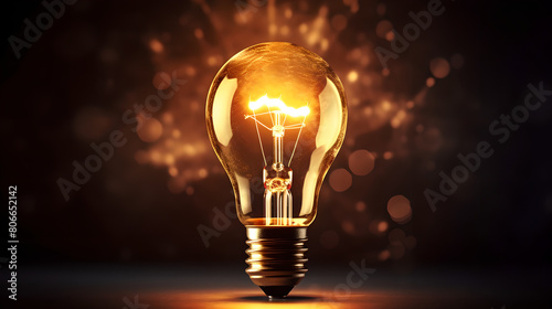 light bulb glowing on blur dark background , Emerging of informations , Inspiration and ideas , Think outside the box , creativity concept