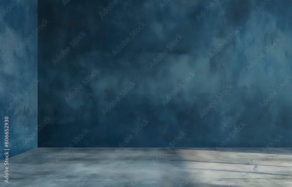 A blue room with a wall that is painted in a light blue color. The room is empty and has a very simple design A blue room with a wall that is painted in a light blue color. The room is empty and has a very simple design