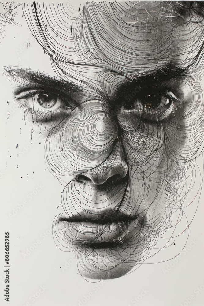 Fototapeta premium Monochrome Portrait of a Womans Face