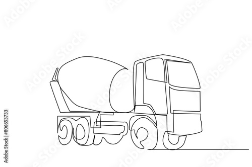 cement car industry vehicle business one line art design vector