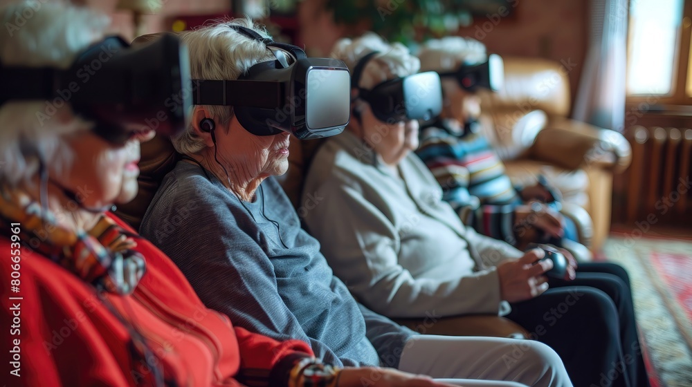A group of elderly people are sitting in a living room A group of elderly people are sitting in a living room