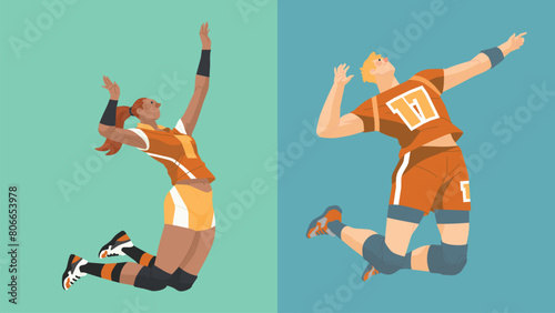 Basketball jump Illustration on a basketballer jumping shooting and the other trying to block the shot