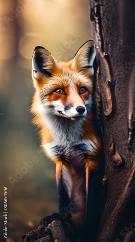 Red fox cub standing in the wild on a white background