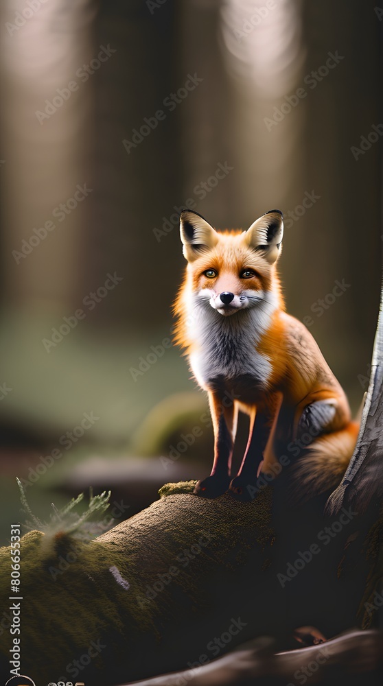 Red fox cub standing in the wild on a white background Red fox cub standing in the wild on a white background