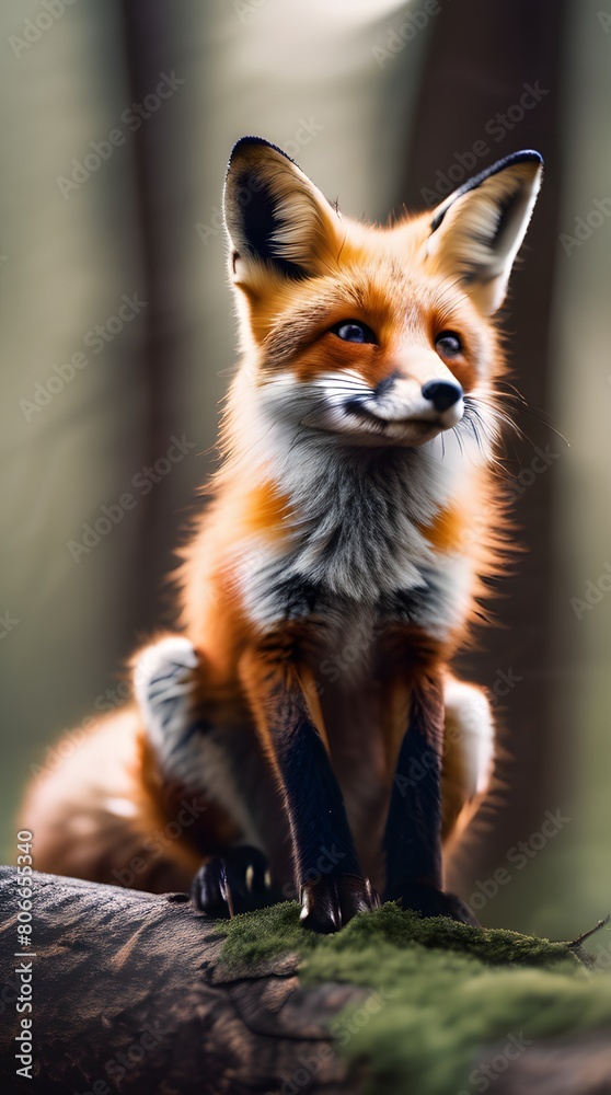 Red fox cub standing in the wild on a white background Red fox cub standing in the wild on a white background