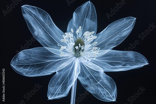Fine art interpretation of an edelweiss in Xray, exposing the subtle beauty of this alpine flowers architecture