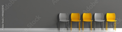 Wainting room with colored chairs 3D render photo