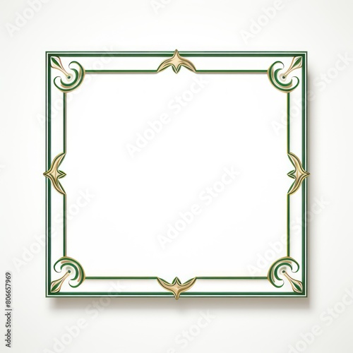 Green traditional rectangular frame on white background design for headline logo or sale banner blank copyspace for design text photo website web 
