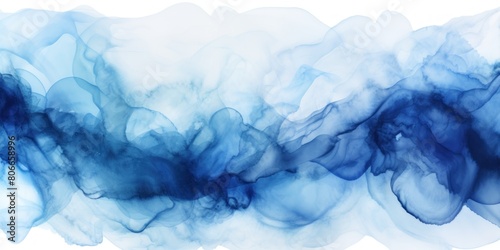 Indigo background abstract water ink wave, watercolor texture blue and white ocean wave web, mobile graphic resource for copy space text 