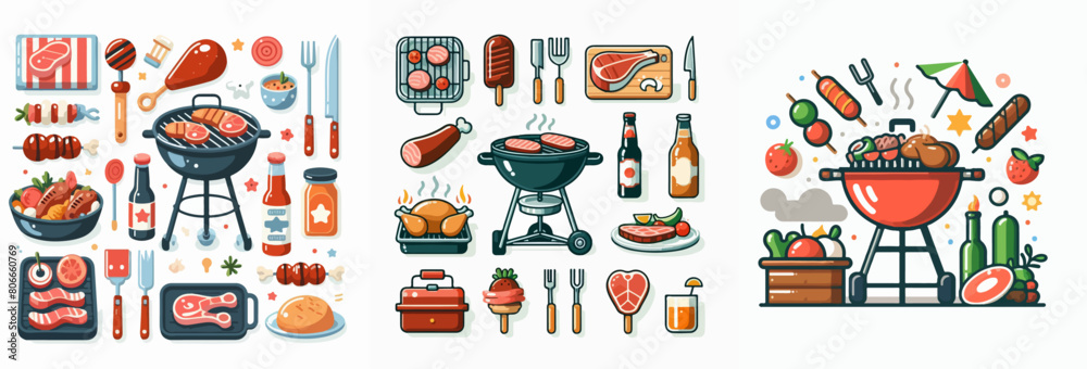 set of cooking barbecue icons