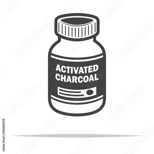Activated charcoal bottle icon transparent vector isolated