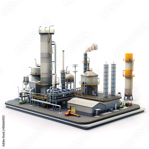 Refinery plant. Beautiful diorama. PNG with transparent background