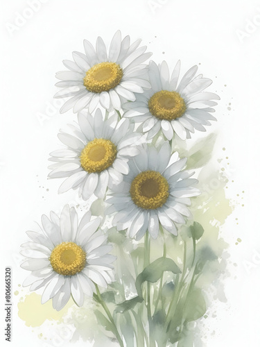 daisies on white background Daisy flowers watercolor on white background  bouquet of daisies