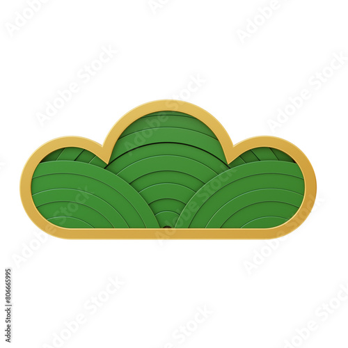 3D Japanese Pine Symbol Ornament