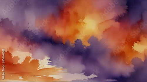  abstract watercolor background sunset sky orange purpl
