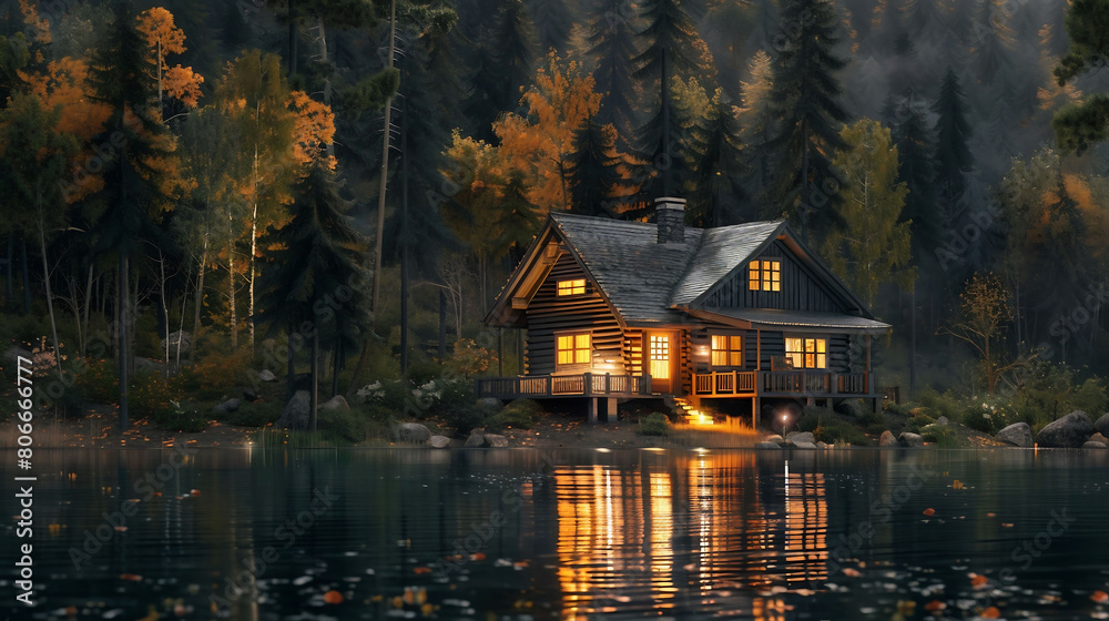 Fototapeta premium house on the river