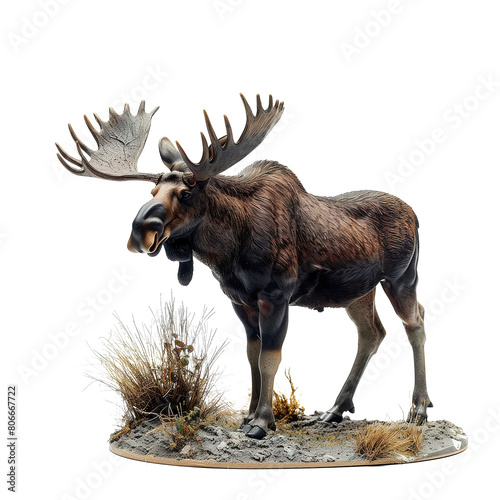 Majestic moose. Beautiful realistic diorama. PNG with transparent background