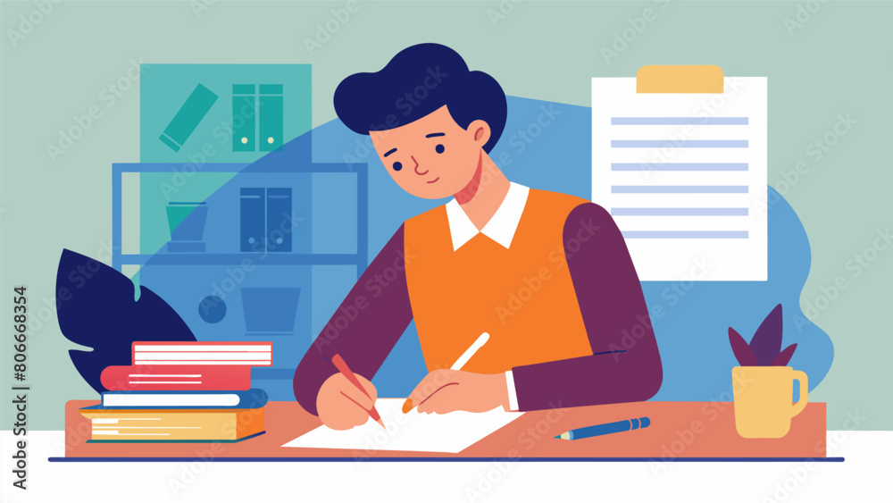 A person confidently signs the paperwork to cosign a loan for a family member knowing that their excellent credit score makes them a reliable. Vector illustration A person confidently signs the paperwork to cosign a loan for a family member knowing that their excellent credit score makes them a reliable. Vector illustration