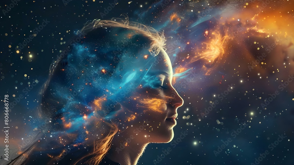A womans subconscious mind is a vast universe of thoughts and memories. Concept Exploring the Feminine Psyche, Inner World of Women, Untapped Memories, Subconscious Thoughts, Female Psychology A womans subconscious mind is a vast universe of thoughts and memories. Concept Exploring the Feminine Psyche, Inner World of Women, Untapped Memories, Subconscious Thoughts, Female Psychology