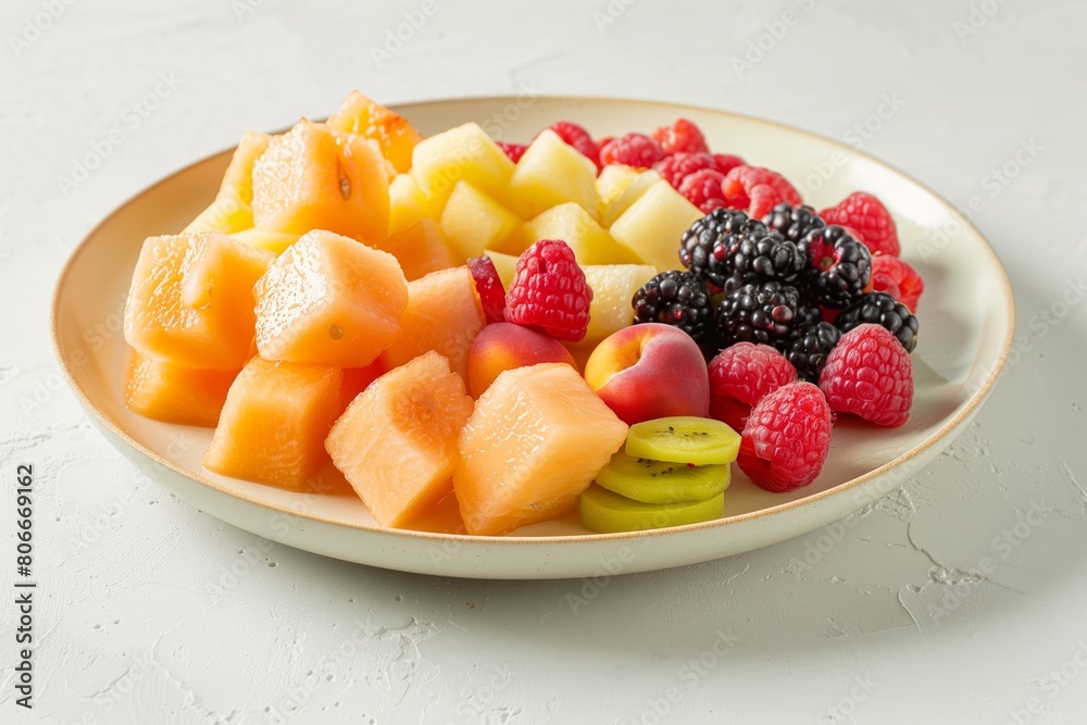 Colorful mixed fruit platter with vibrant fresh berries Colorful mixed fruit platter with vibrant fresh berries