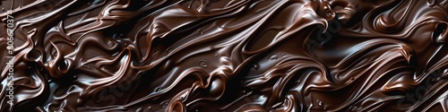 A seamless pattern of chocolate liquid texture, showcasing the intricate swirls and textures characteristic of reallife melted chocolate. The background is a rich brown color with detailed lines