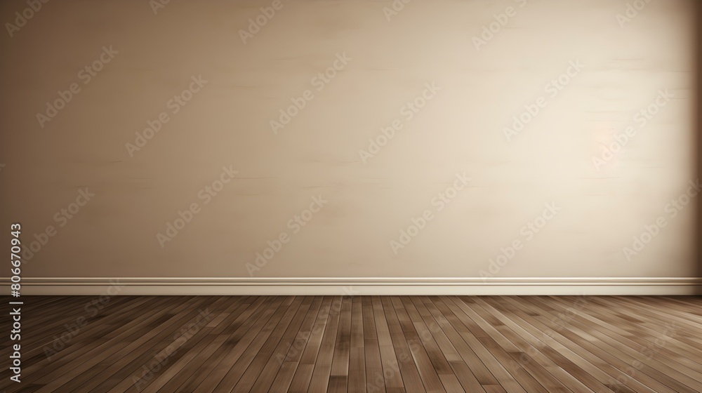 Beige Wall with wooden Flooring. Empty Room for Product Presentation Beige Wall with wooden Flooring. Empty Room for Product Presentation