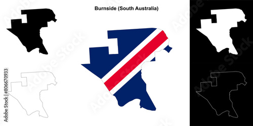 Burnside (South Australia) outline map set photo