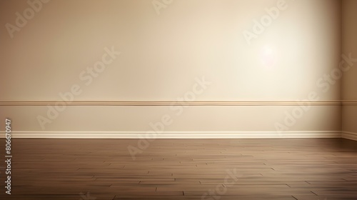 Beige Wall with wooden Flooring. Empty Room for Product Presentation