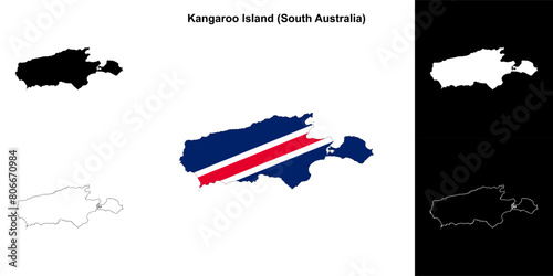 Kangaroo Island (South Australia) outline map set
