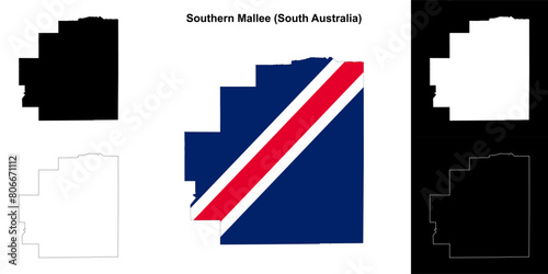 Southern Mallee (South Australia) outline map set