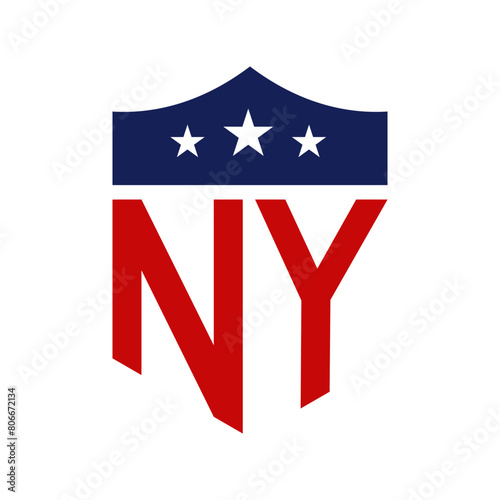 Patriotic NY Logo Design. Letter NY Patriotic American Logo Design for Political Campaign and any USA Event.
