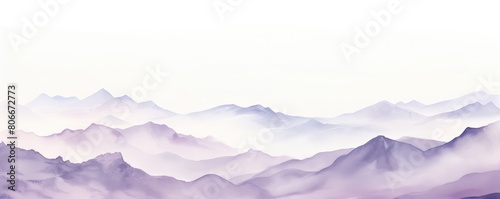 Lavender tones watercolor mountain range on white background with copy space display products blank copyspace for design text photo website web banner 