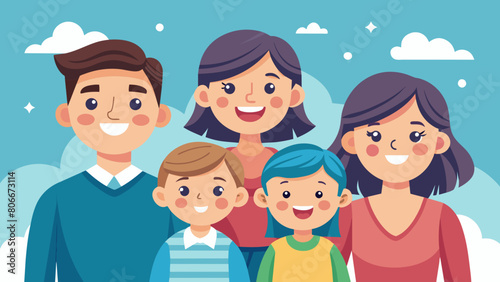 Familia feliz sonriendo. Concepto de familia unida.