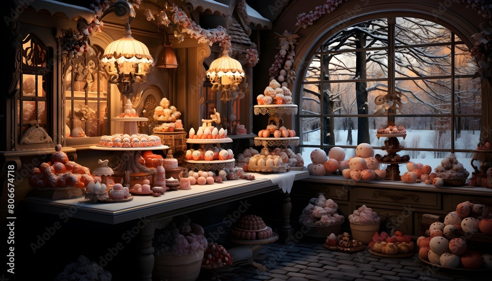 Christmas market in Riga, Latvia. Traditional sweets and desserts on display.