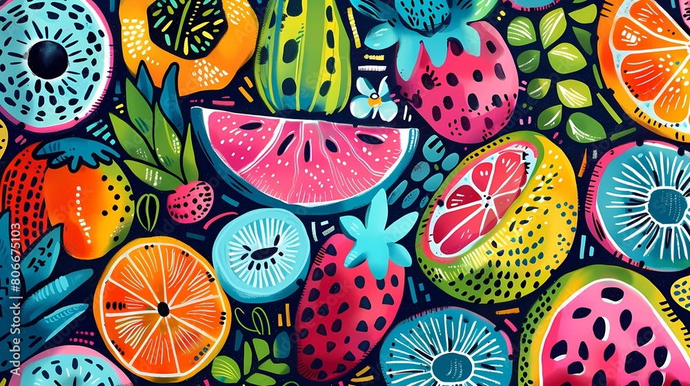 colorful fruit and vegetable pattern illustration poster background colorful fruit and vegetable pattern illustration poster background