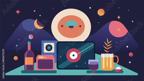 Join us for an evening of sensory indulgence as the curated vinyl playlist and sensory journey will leave you in a state of pure bliss. Vector illustration