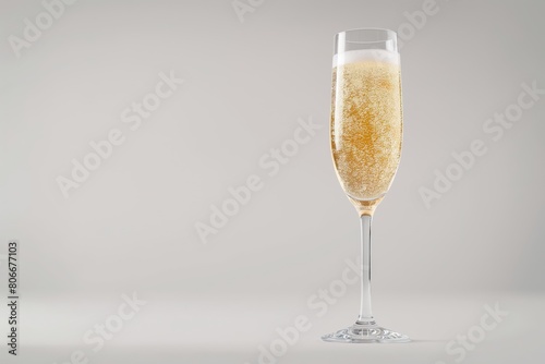 Elegant champagne glass filled with bubbly drink  subtle backdrop for a luxurious concept