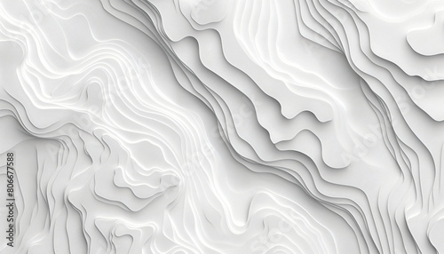 Abstract white topographic lines background 3d