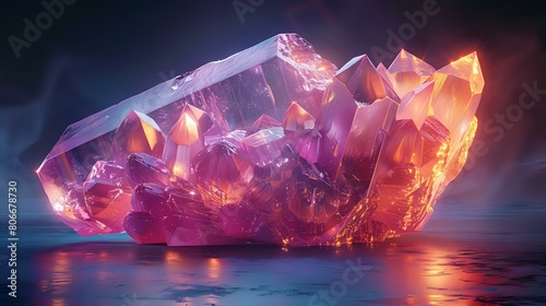 Futuristic Crystal Object with Vibrant Neon Colors and Enigmatic Presence